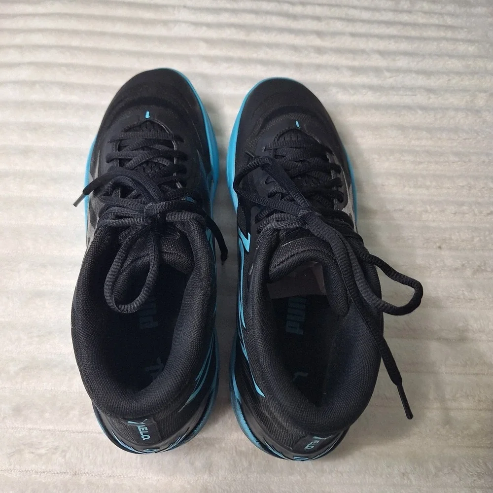 MELO Puma Basketball Sneaker Shoes Mens 13 Athletic Sports Blk Atoll Blue Wings
